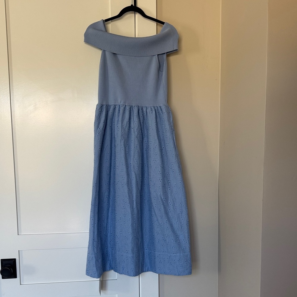 Astr Light Blue Off the Shoulder Dress